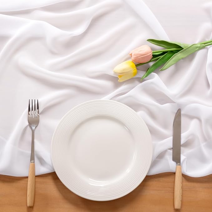 White Chiffon Table Runner Summer Boho Wedding Birthday Party Decor | 10ft - Image 4