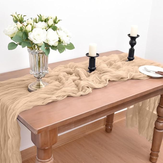 Champagne Cheesecloth Table Runner Cheese Cloth Wedding Birthday Home Decor | - Image 5