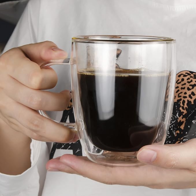 Glass Coffee Mug, Double Wall Insulated Glass Cup 12 Oz Heat-resistant Clear - Image 7