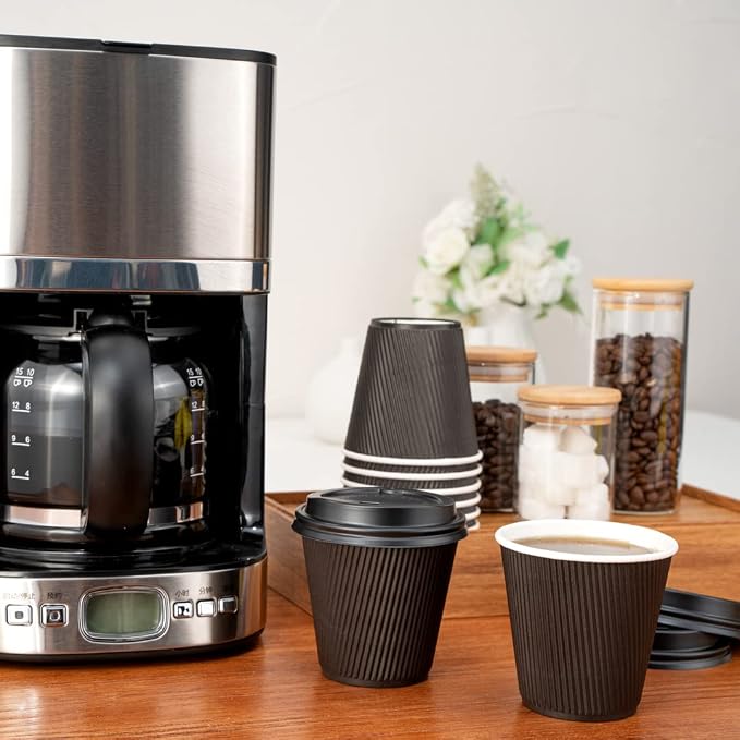Restaurantware 8 Ounce Double Wall Disposable Coffee Cups, 500 Insulated Black - Image 8