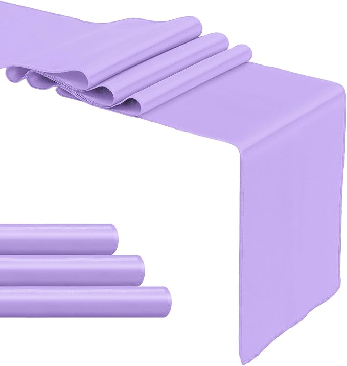 4-Pack Lavender Satin Table Runner 12 x 108 Inch Long Bright and Smooth Silk - Image 8