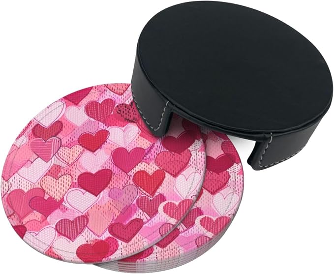 90s Retro Hot Pink Heart Coasters - Image 7