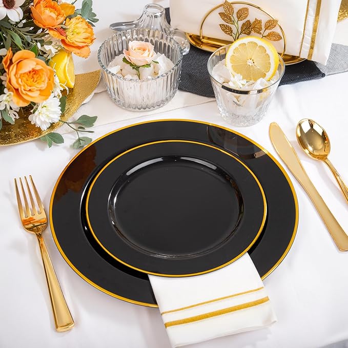 SUT 350-Piece Black and Gold Disposable Plates - Image 8