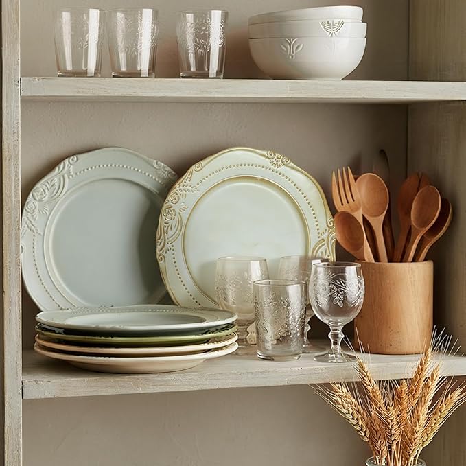 Ceramic Flat Plates Set of 4, 10.5 inch Reactive Glaze Stoneware Dish Set - Image 7