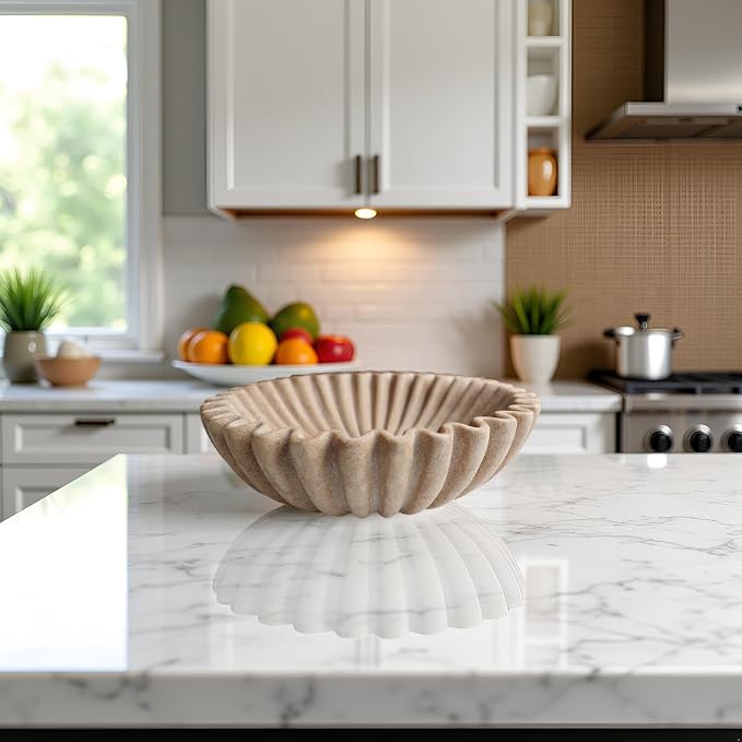 10" Large Decorative Bowl decor, Scalloped Bowls - Image 9