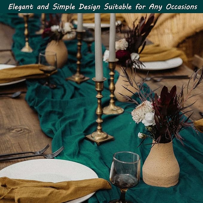 Fivenl 12 Pack Dark Teal Boho Rustic Cheesecloth Table Runner 35x72 Inch - Image 7
