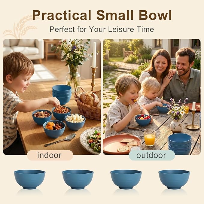 Small Plastic Bowls 10oz, Unbreakable Wheat Straw Bowls Sets of 8, Microwave & - Image 7