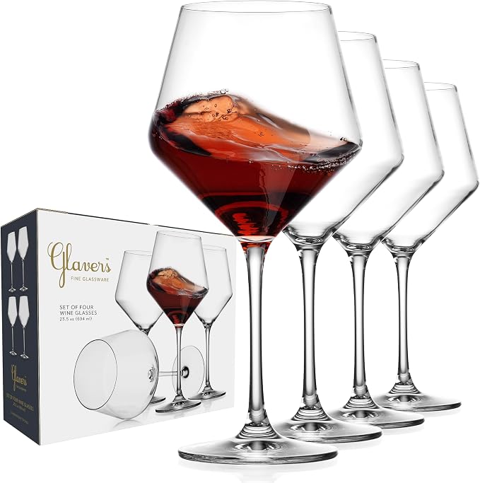 Glaver's Wine Glasses, Lead-Free Premium Crystal Clear Glass, Hand Blown - Image 7