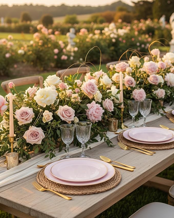 PULOTE 100PCS Pink Plastic Plates - Image 9