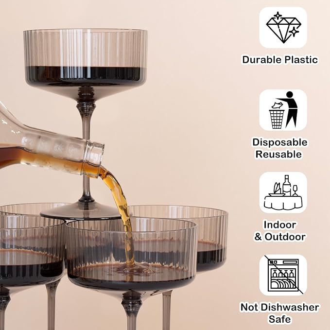 LIYH 20 Pcs Plastic Martini Glasses 10 Oz Clear Black | Disposable Martini - Image 9