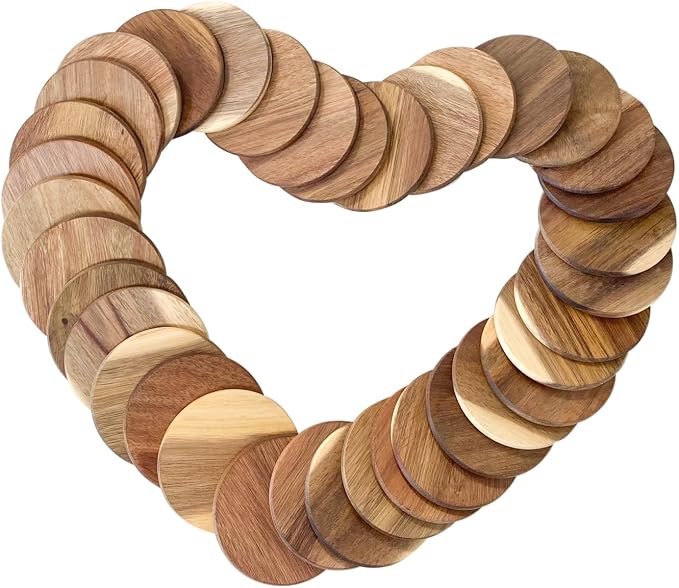 36 Pack Acacia Wood Drink Coasters, 3.68 Inch Round Wooden Acacia Wood Cup - Image 6