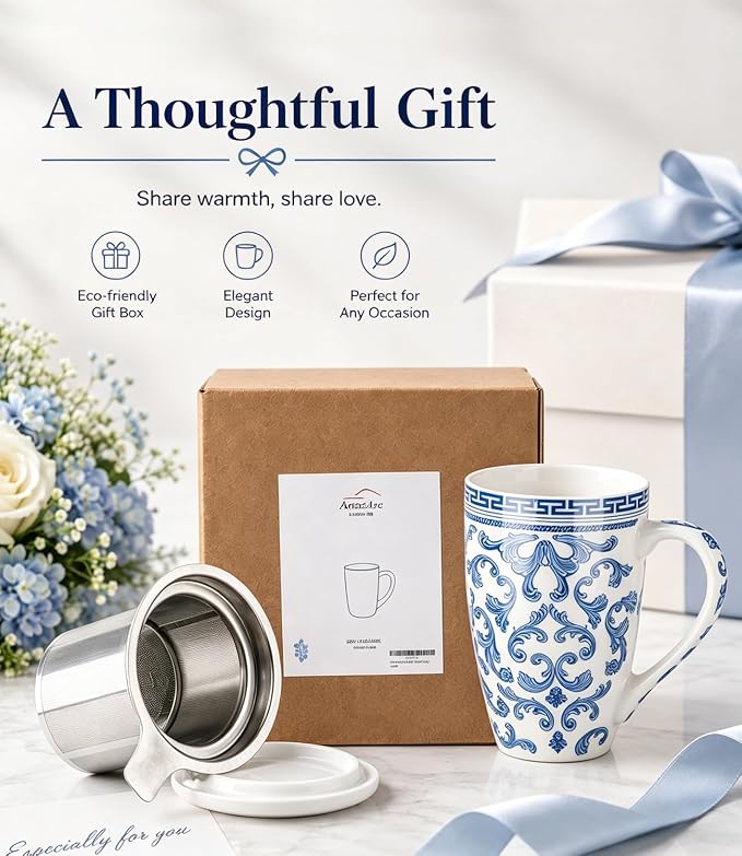 AmorArc Tea Cup With Infuser and Lid, 18oz Loose Leaf Tea Mug With Steeper | - Image 8