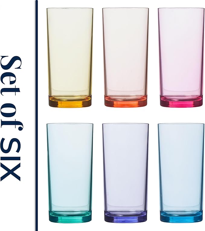 US Acrylic Classic Plastic Reusable Drinking Glasses 16oz Water Cups Assorted - Image 8