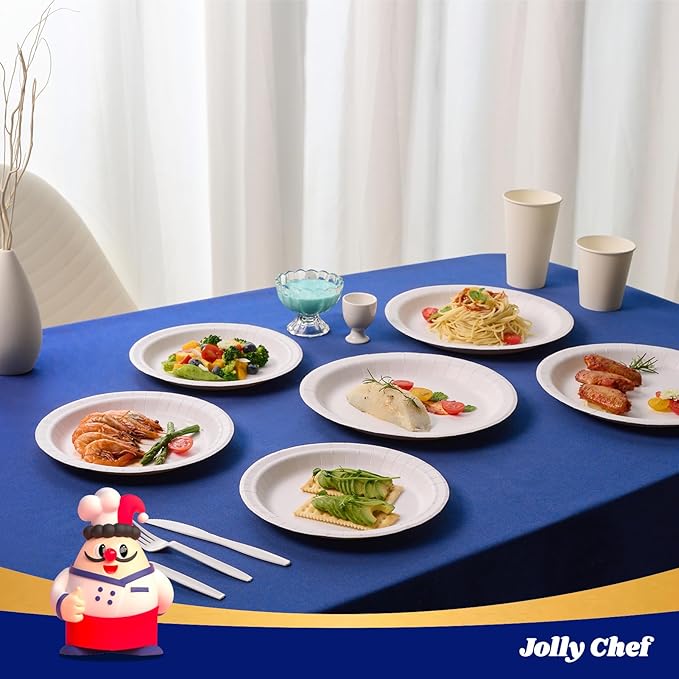 JOLLY CHEF10 inch 140 Pack Disposable Paper Plates, Soak Proof, Cut Proof - Image 7