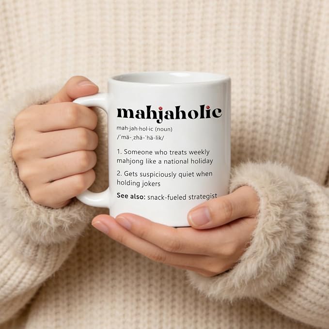 Mahjaholic Funny Mahjong Ceramic Mug Gift 11 Oz | Funny Mahjong Dictionary - Image 6
