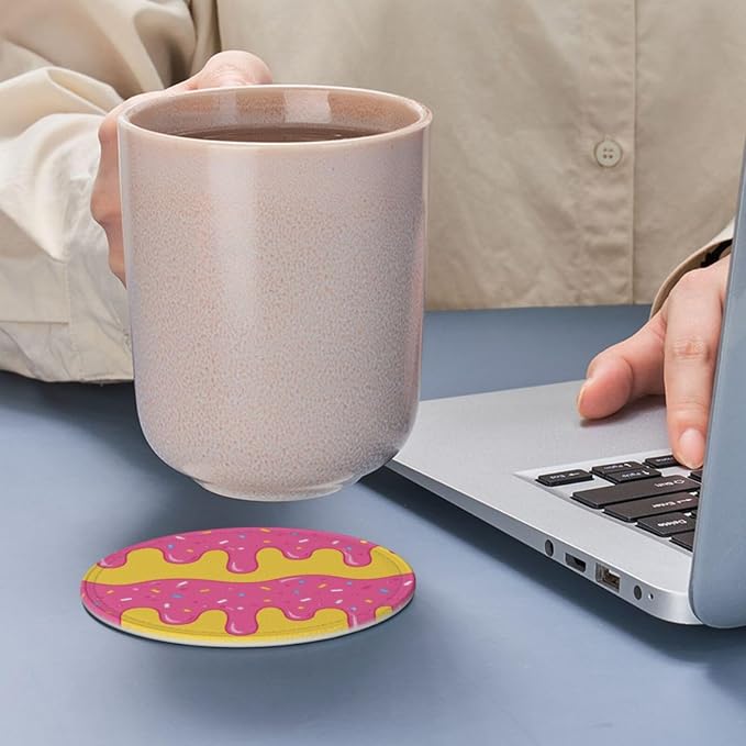 Pop Art Sweet Donut Leather Coasters Set of 6 - Image 7
