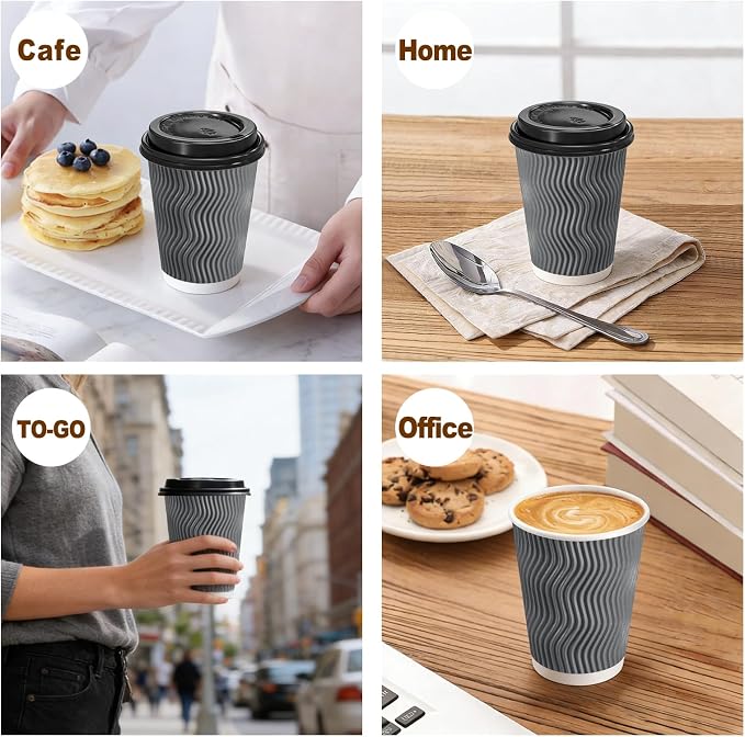 Lamosi 50 Pack 10 oz Insulated Disposable Coffee Cups - Image 6