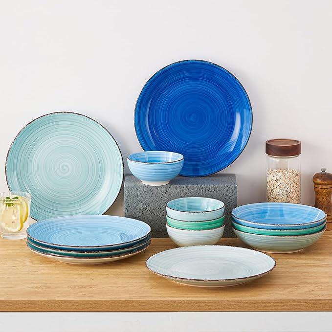 vancasso Bonita 10.5 Inch Ceramic Dinner Plates Set of 6, Cool Colors | - Image 9