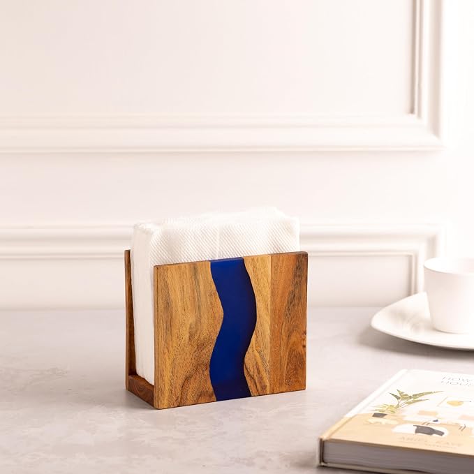 Acacia wood & Transparent Epoxy resin Napkin holder - Image 6
