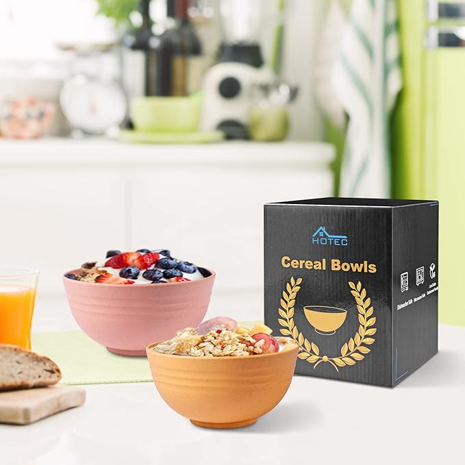 HOTEC BPA Free Unbreakable Wheat Straw Cereal Bowls - Image 7