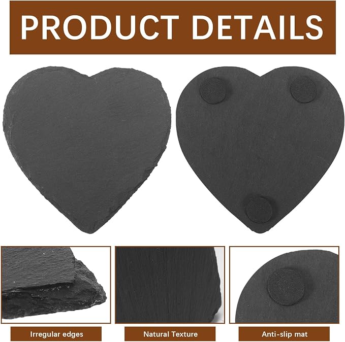 24 PCS Slate Drink Coasters Bulk, 4 Inch Black Slate Stone Coasters - Image 7