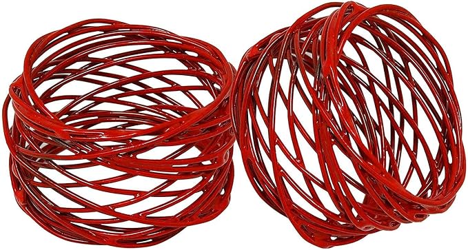 ITOS365 Handmade Round Red Mesh Napkin Rings Set of 12 Holder - Image 6