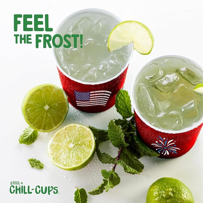 Steel Chill Cups 16 oz. Reusable Party Cups, Patriotic Red, 100% recyclable - Image 8