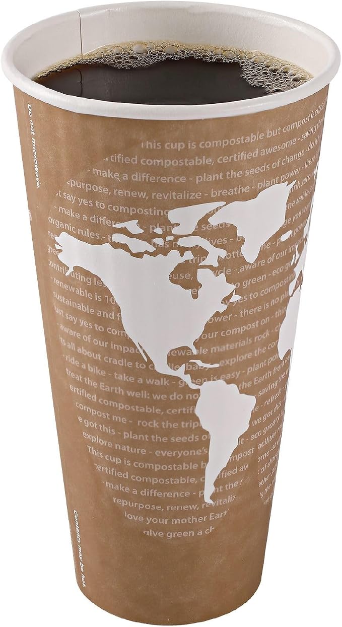 ECO PRODUCTS Compostable Disposable Insulated World Art 20oz Large Coffee Cups - Image 8