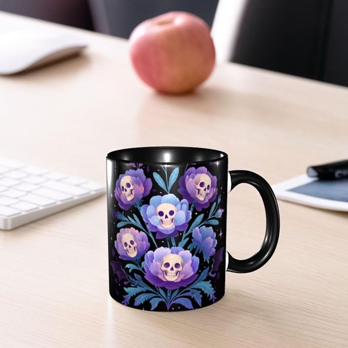 Skull Floral Coffee Mug 11 Ounce Mugs Ceramic Tea Cup Drinking Water Cups | - Image 7