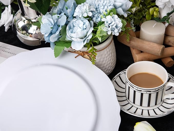 60 Pcs White Gold Dinner Plates - Image 9