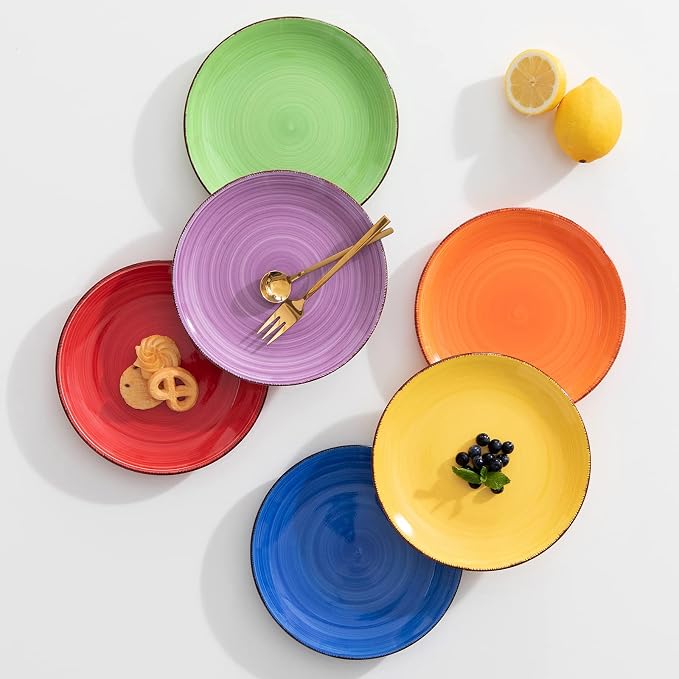 vancasso Bonita Muticolor Salad Plate Set of 6, 7.5 Inch Ceramic Dessert Plate - Image 7