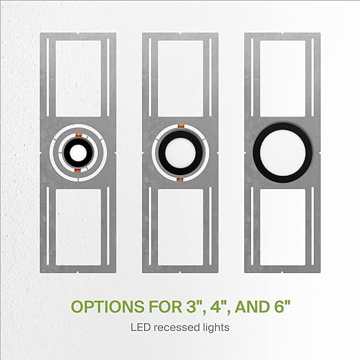 ASD 24 Pack New Construction Mounting Plate with Symmetric Round Hole - 3-4-6" Flat Steel Rough-in Wafer Light Bracket, LED Recessed Lighting Housing