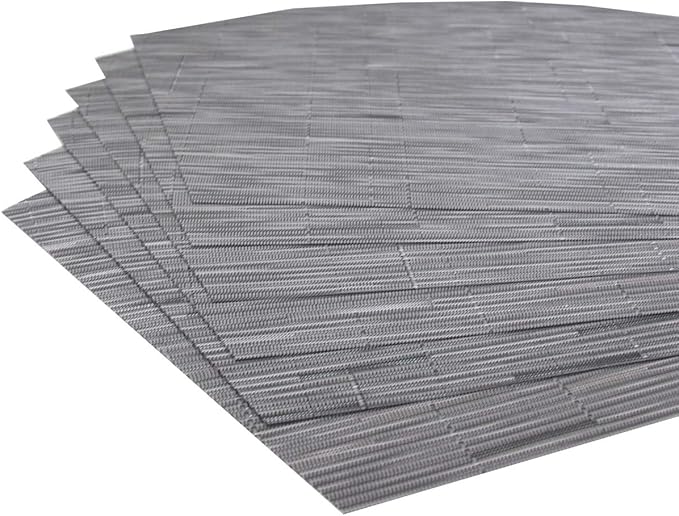 Wedge Placemats Set of 4 for Round Dining Table Woven Vinyl Non Slip Plastic Round Placemats(Grey)