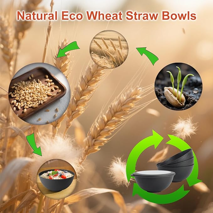 40oz wheat straw bowls set of 4, unbreakable ramen bowl set - Image 8