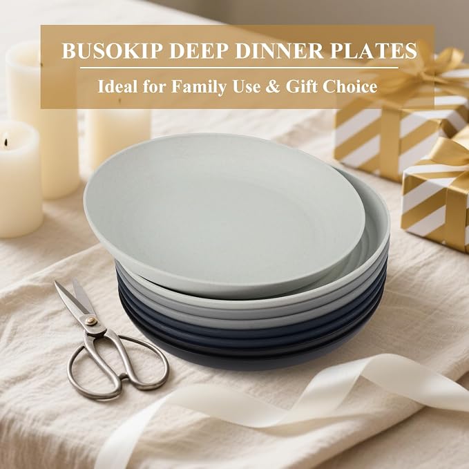Wheat Straw Plates 9 Inch, Unbreakable Plastic Plates Reusable, Dinner Plates - Image 8