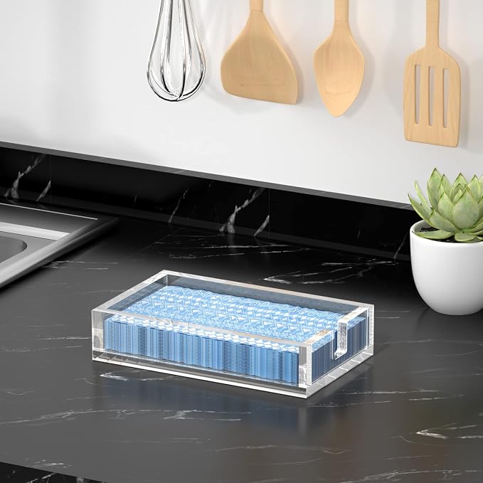 Acrylic Napkin Holder for Bathroom, Guest Towel Holder Tray(Clear) | 8mm Thick - Image 7