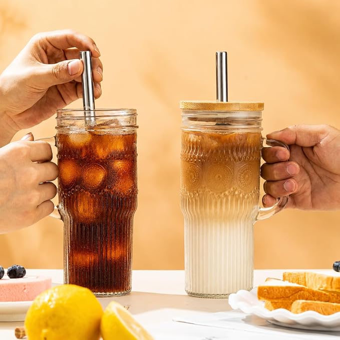 JunVpic Glass Tumbler, 24 oz Ice Coffee Cups - Image 8