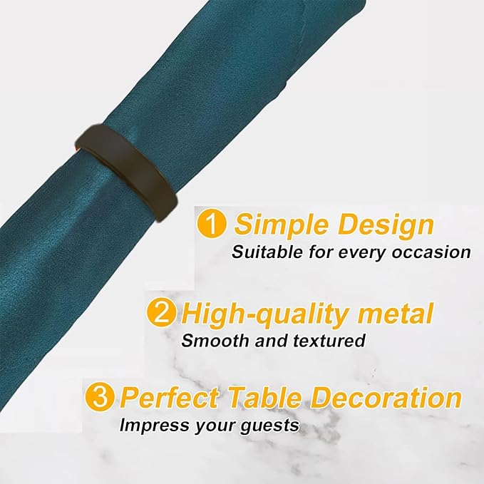 8 Pcs Black Napkin Rings - Image 9