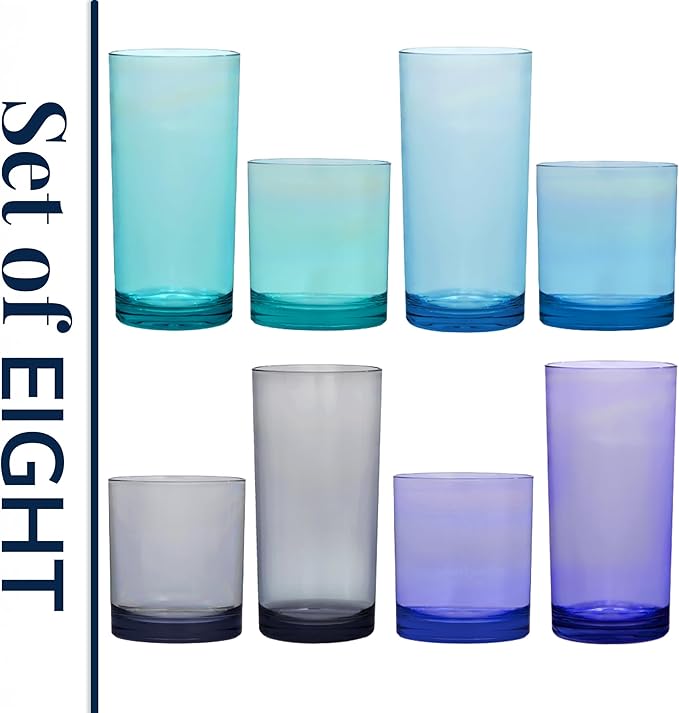 US Acrylic Classic Plastic Reusable Drinking Glasses 12oz Rocks & 16oz Water - Image 8