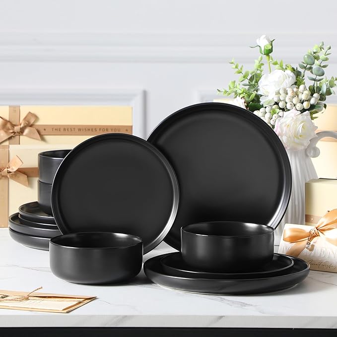 MALACASA 12 Pcs Porcelain Plates and Bowls Sets, Dinnerware Set - Image 8