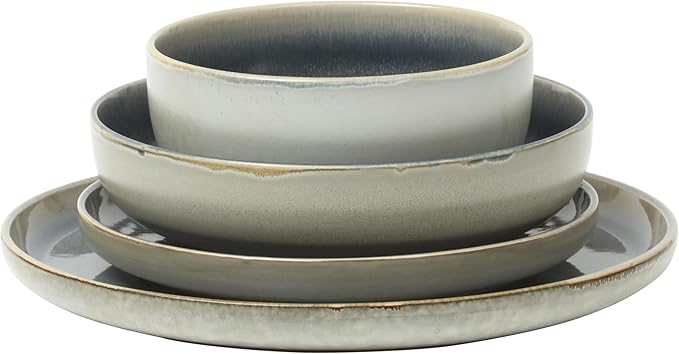 Gibson Elite Sunveil 16 Piece Plates and Bowls Reactive Glaze Round Dishes - Image 9