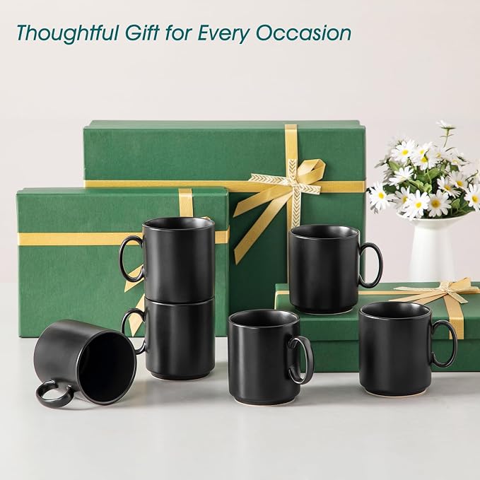 vancasso Porcelain Coffee Mugs Set of 6, 12 Oz Black Coffee Cups - Image 8