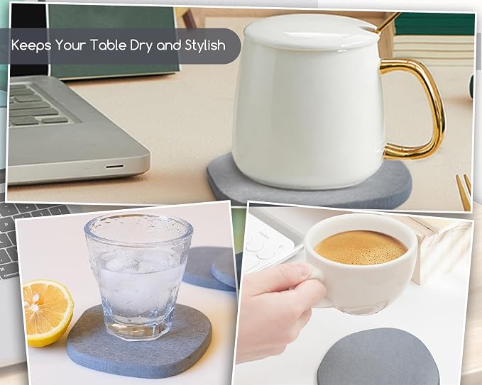 Diatomaceous Earth Coasters, Heat-Resistant, Modern Stone Design, Dark Gray - Image 9