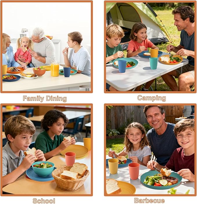 Wheat Straw Dinnerware Sets, Dishwasher & Microwave Safe Kids Plates and Bowls - Image 9