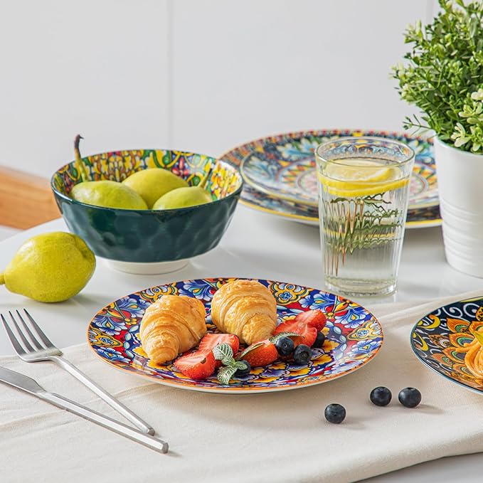 vancasso Salad Plates Set of 6, 8.5 Inch Ceramic, Microwave Safe | Dessert and - Image 6