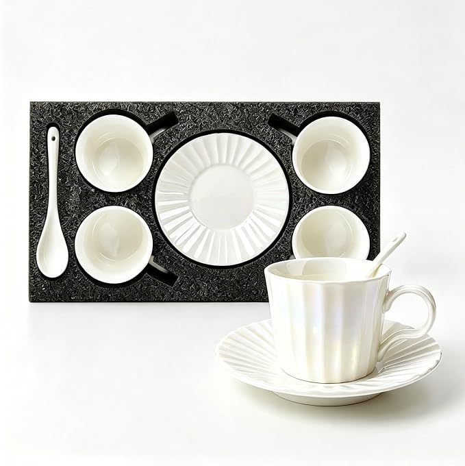 Ceramic Coffee Cup Set, 8 oz Cappuccino Cups - Image 9