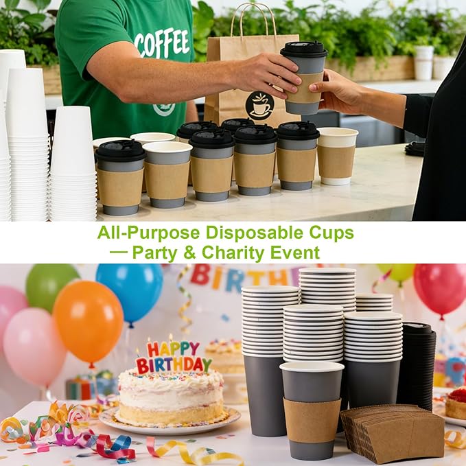 100 Pack 16 oz Disposable Coffee Cups - Image 9