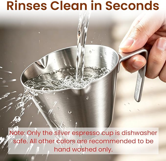 10 Pc Stainless Steel Espresso Shot Cups, 3.4oz/100ml, V-Shaped Mouth - Image 8