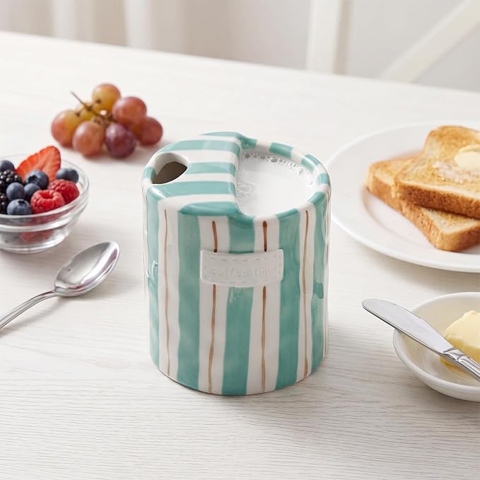 1 Pack Ceramic Coffee Mug with Sip Hole Espresso Cup 10oz with Straws Retro - Image 7