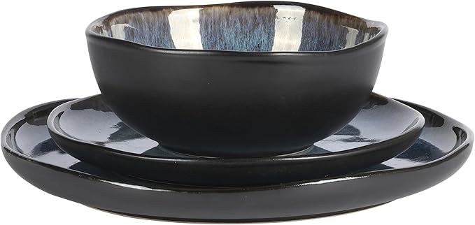 Gibson Elite Nardini 12 Piece Plates and Bowls Reactive Glaze Dishes Stoneware - Image 7
